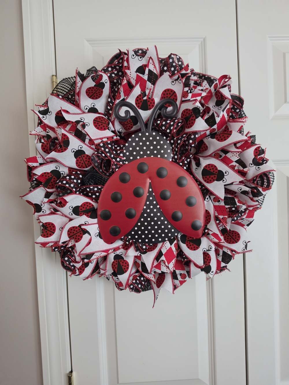 Ladybug Decorative Wreath - Red, Black, White